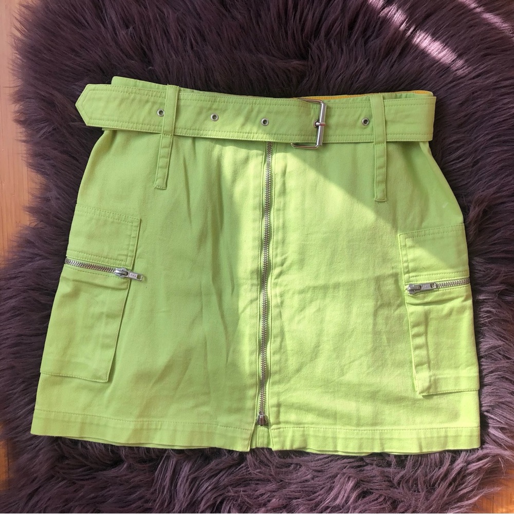 Lime Green Mini Skirt with Belt